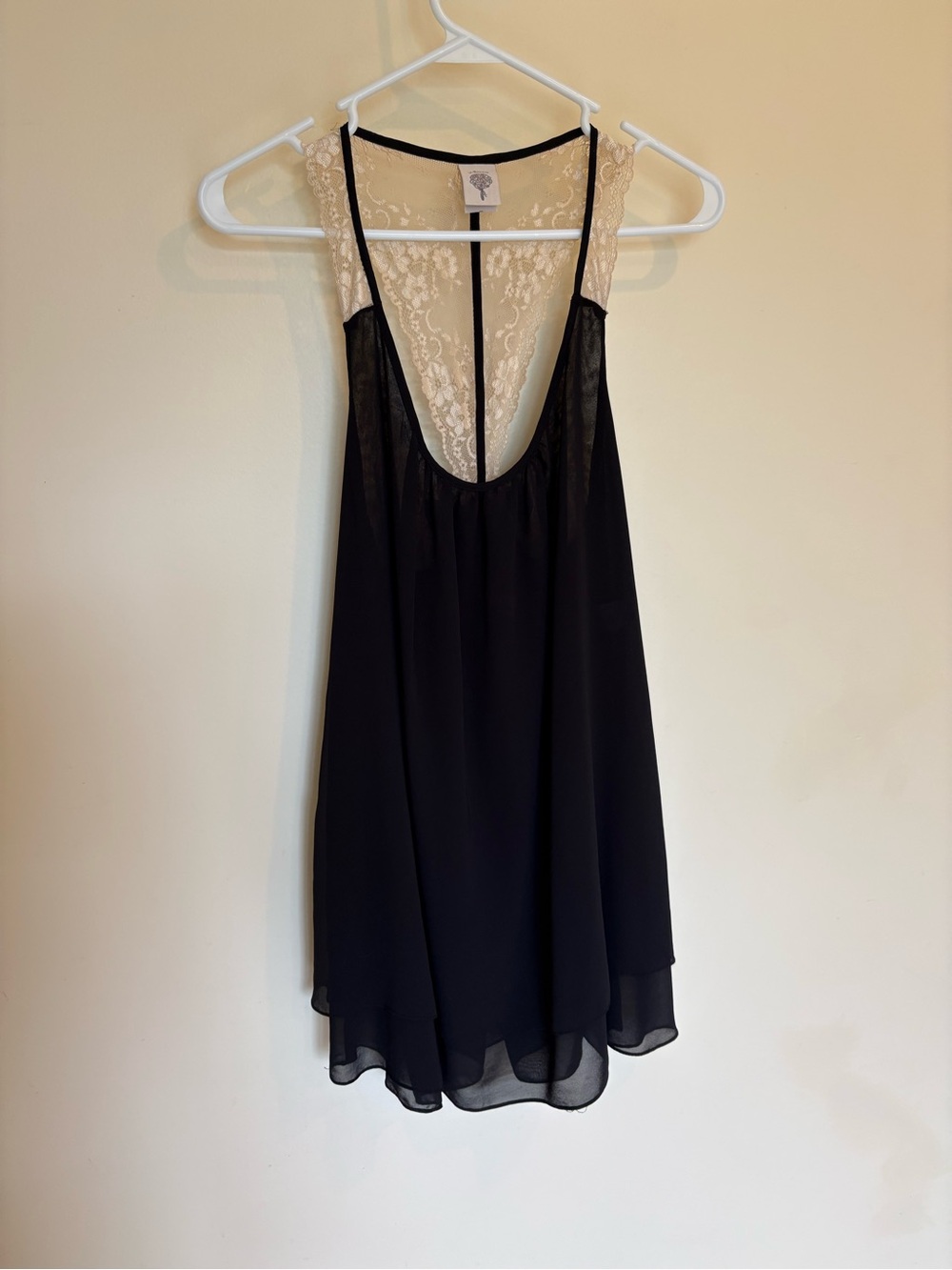 In Bloom Black Trim Cream Lace Slip